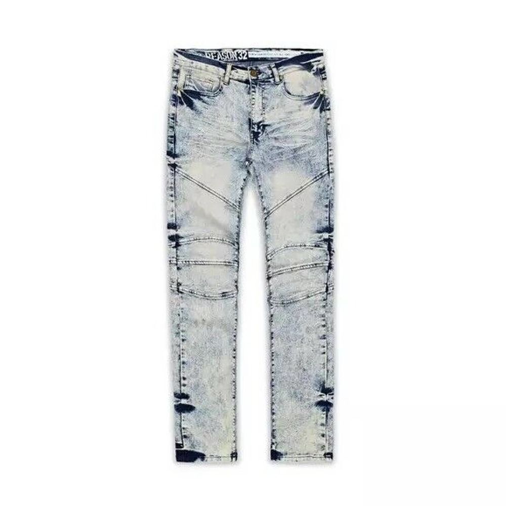 NWOT reason men’s moto straight hand crafted jeans 30 cotton stretch light wash